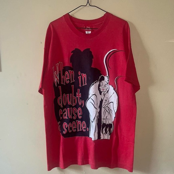 Vintage 90s 101 Dalmatians Cruella De Vil When In Doubt Cause A Scene T-Shirt - Picture 2 of 8